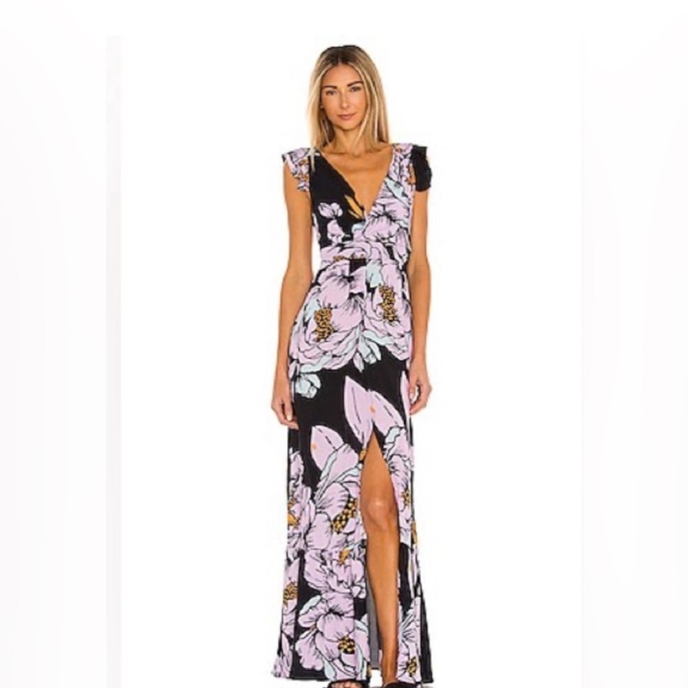 Maaji black and purple flower maxi